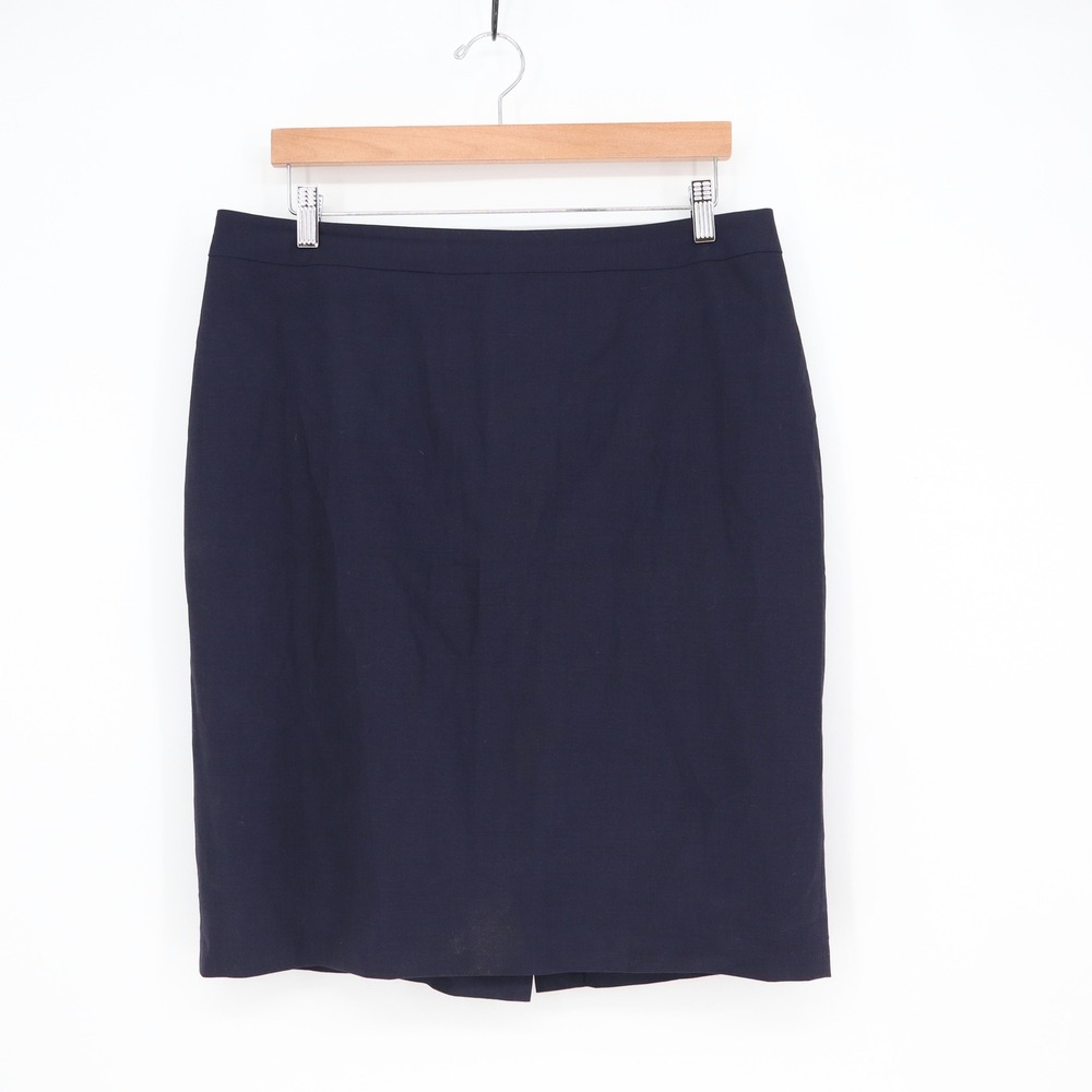 Banana Republic Wool Skirt Womens 14 Pencil Navy Blue Back Vent Excellent